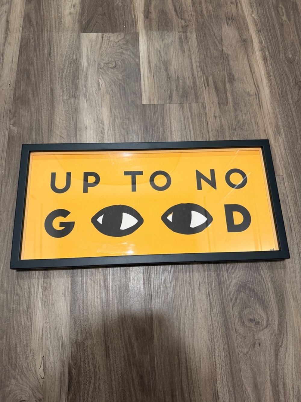 👀 Oliver Bonas “Up To No Good” Framed Wall Art Print Yellow Black